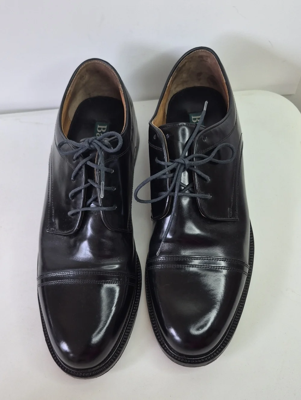 Bass Men's Black Leather  Cap-Toe Derby‎ Shoes Size 13M